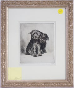 Artist Signed Etching,Two Dogs
