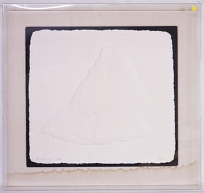 R.C. Gorman(American,1931-2005) Original Cast Paper Relief Sculpture,Mother Child