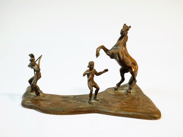 J Nestor Signed Austrian Bronze Native American Sculpture