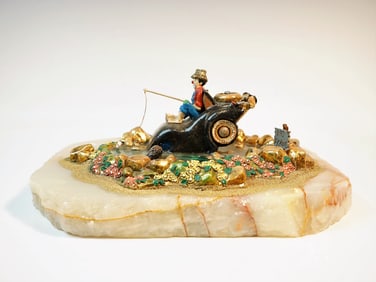 Ron Lee Fishing Sculpture, Original Clown Art