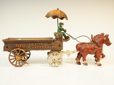 Cast Iron Fruit & Vegetable Cart W/ Horse and Driver