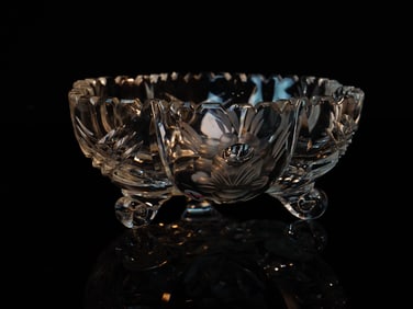 Brilliant Cut Crystal Bowl with Six-Petal Flower Design,20th C