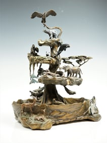 Heavy Vintage Franklin Mint Bronze Animal Kingdom Waters of Life Fountain