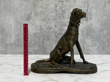 Vintage English Bronze Service Dog Statue by A.Cain
