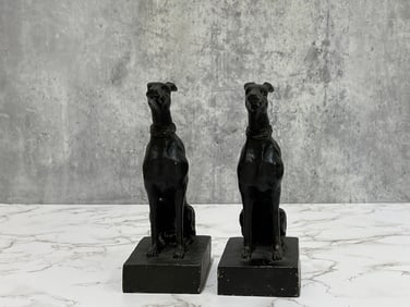 Pair of Vintage English Hound Dogs Metal