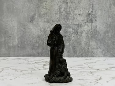 19th Century French Metal Statue, Religious Patron Saint of Animals