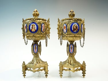 19th Century French Neo Gothic-Style Gilt Bronze Reliquary Chalices