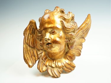 Vintage Gold Plaster Cherub Angel