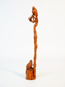 Chinese Hand Carved Bird Carving Boxwood Statue