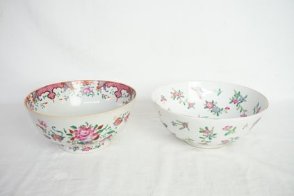 Lot of 2 Chinese 'Floral' Porcelain Bowls,19th-20th Century