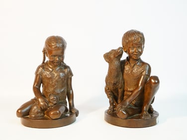 Charles Cropper Parks, (American, B. 1922), A Pair of Solid Bronze Sculptures