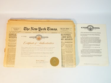 The New York Times Full Print Edition Newspaper Oct 2, 1938 with COA
