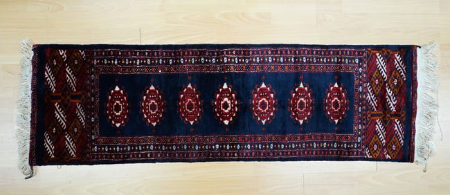 Vintage Hand-Knotted Persian Hamadan Wool Runner Rug