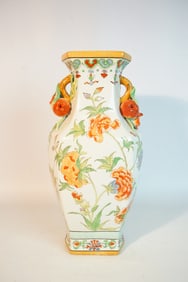 Chinese Export Hexagonal Vase with Peach Decoration,1980's