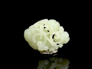 Chinese Carved Hetian White Jade 'Lotus' Ornament