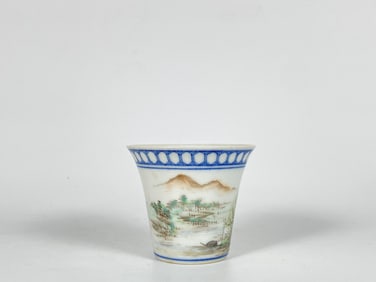 Small Blue and White W/ Famille Rose Cup