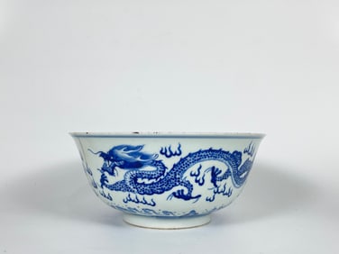 A Blue and White ‘Dragon’ Bowl Qing Dynasty, 19th Century