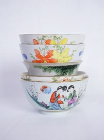 Lot of 5 Famille Rose Porcelain Bowls, Republic Period