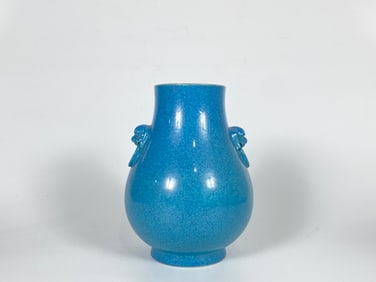 A Robin's-Egg-Glazed Hu-Form Vase with Studio Marks