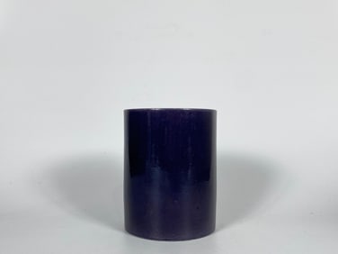 An Aubergine-Glazed Brush Pot,Yongzheng Marks