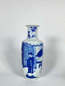 A Chinese Blue and White Rouleau Vase, 19th Century