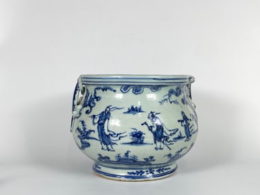 Transitional Blue and White Bombe-Form Censer