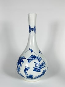 Chinese Blue and White 'Scholars' Porcelain Vase 18th-19th Century