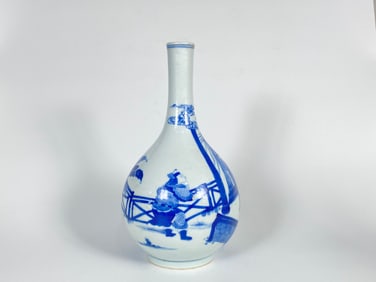 Chinese Blue and White Bottle Vase, Kangxi Mark