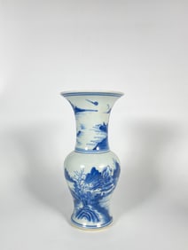 Chinese Blue and White ‘Landscape’Yen Yen Vase