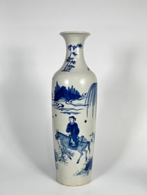 A Blue and White 'Figural' Sleeve Vase