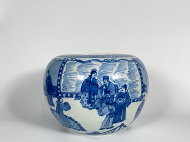 Chinese Blue and White  Globular Jar,Kangxi Mark