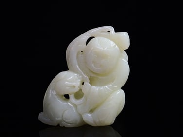 A White Jade 'Boy and Goat' Group