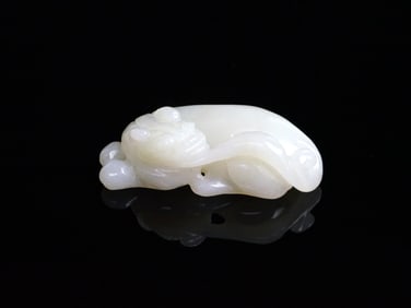 A Well Carved White Jade Mythical Beast
