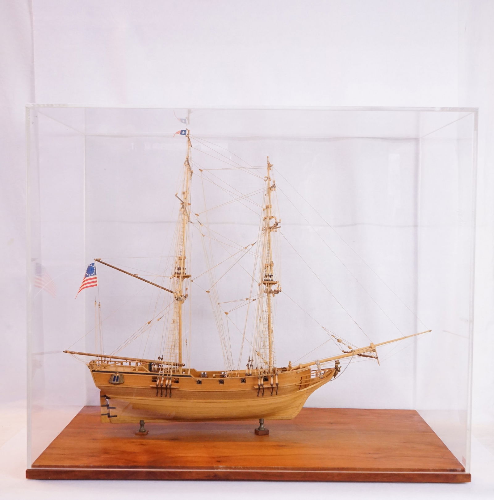 Vintage Boat Model with Lucite Case
