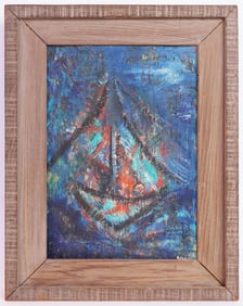 Sailboat-Artist Signed Oil on Wood Board