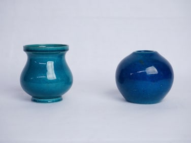 Lot of 2 Chinese Turquoise Glazed Porcelain Vases
