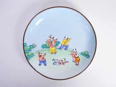 Chinese Export Enamel on Copper Plate