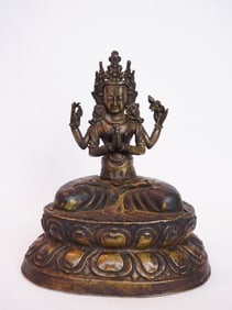17th Century Tibetan Copper Repousse Avalokiteshvara