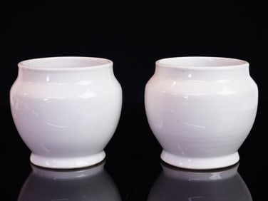 Pair of Chinese White Glazed Porcelain Pot with  Qianlong Mark