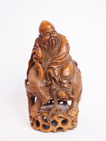 Chinese Carved Bamboo Figure of Shoulao