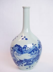 Japanese Arita Porcelain Vase with Rabbit Design,1860's