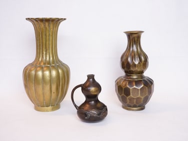 Lot of Three Japanese  and Chinese Bronze Vases