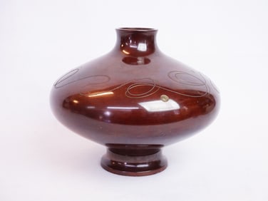Japanese Art Deco Bronze Vase with Silver