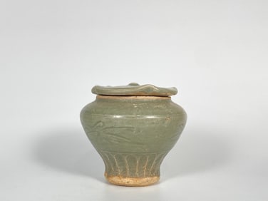 Chinese Longquan Celadon Jar with Cover