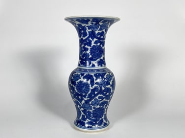 A Blue and White Phoenix-Tail 'Yenyen' Vase, Qing Dynasty