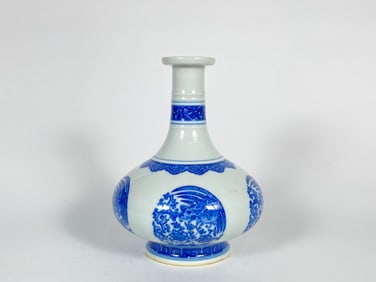 Fine Chinese Blue and White 'Phienix' Vase, Yongzheng Mark