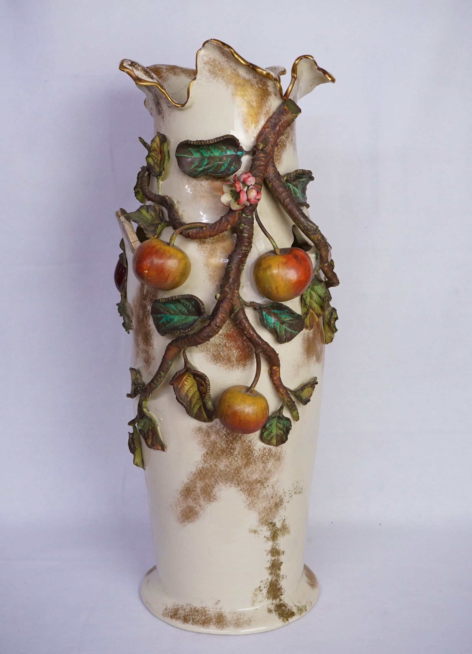 Antique Amphora Art Nouveau Vase with Fruit Branches (1 of 9)