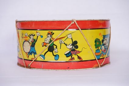 1930's Ohio Art Walt Disney Enterprises Mickey Mouse Tin Drum