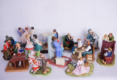 Group of Vintage Norman Rockwell Porcelain Figures with Boxes