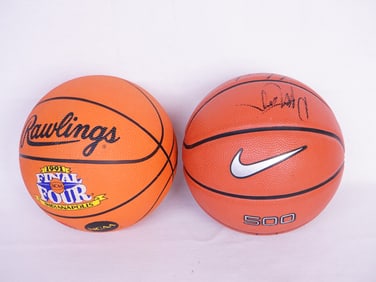 Two Vintage Ncaa 7" Rawlings Small Basketballs